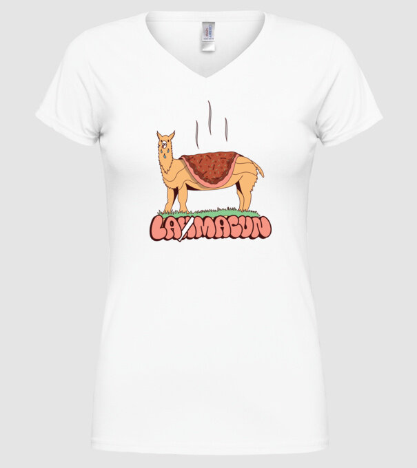 Lamacun Lama model alb pe tricou