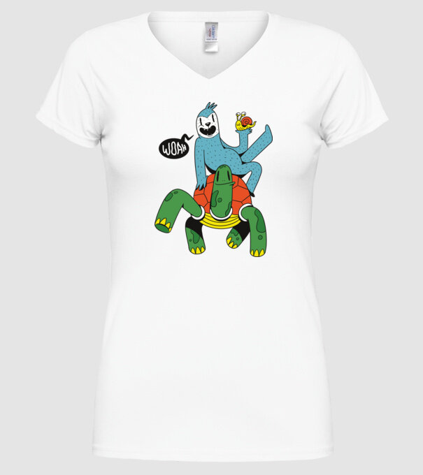 Animale lente model alb pe tricou