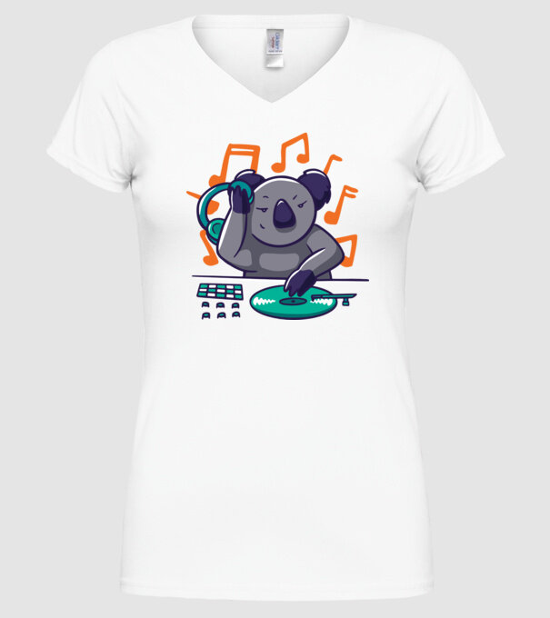 Koala DJ model alb pe tricou