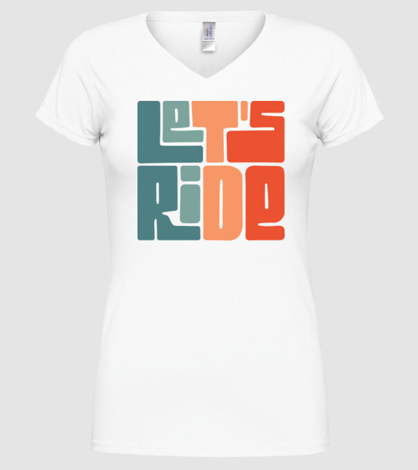 'Let''s Ride - Snowboard' model alb pe tricou
