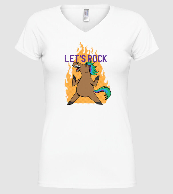 'Let''s Rock - Călăreț' model alb pe tricou