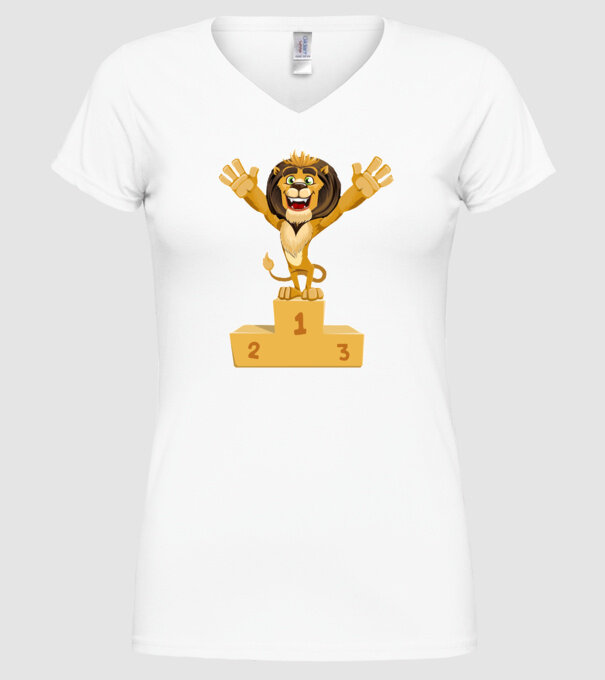 lion champion model alb pe tricou