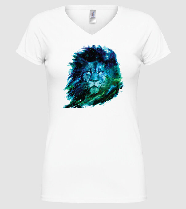 lion color splash model alb pe tricou