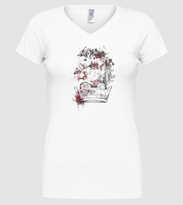 Coroană Cal - Șah model alb pe tricou
