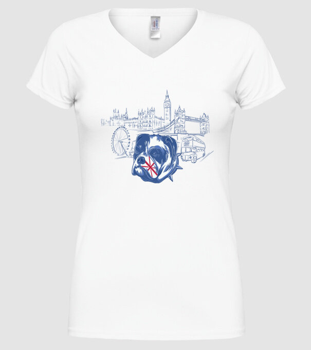 London Bulldog model alb pe tricou
