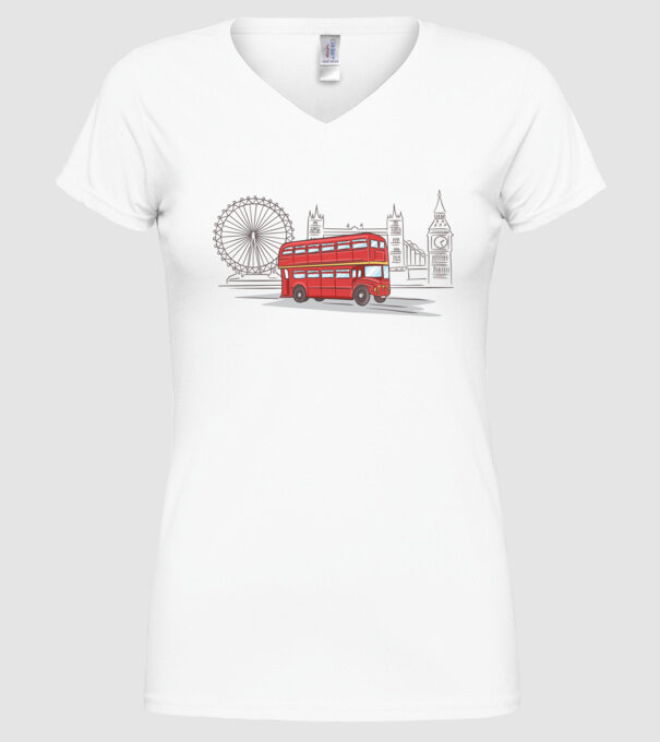London Bus model alb pe tricou