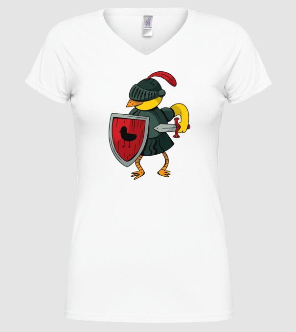 Cavaler Pasăre model alb pe tricou