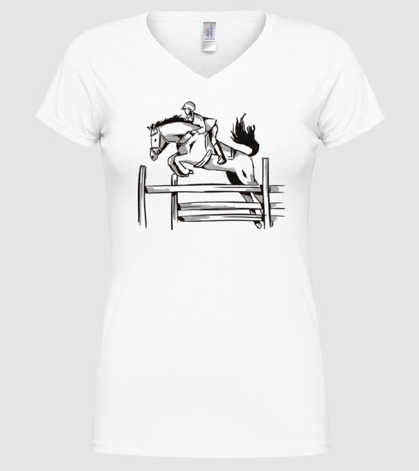 Călăreț model alb pe tricou