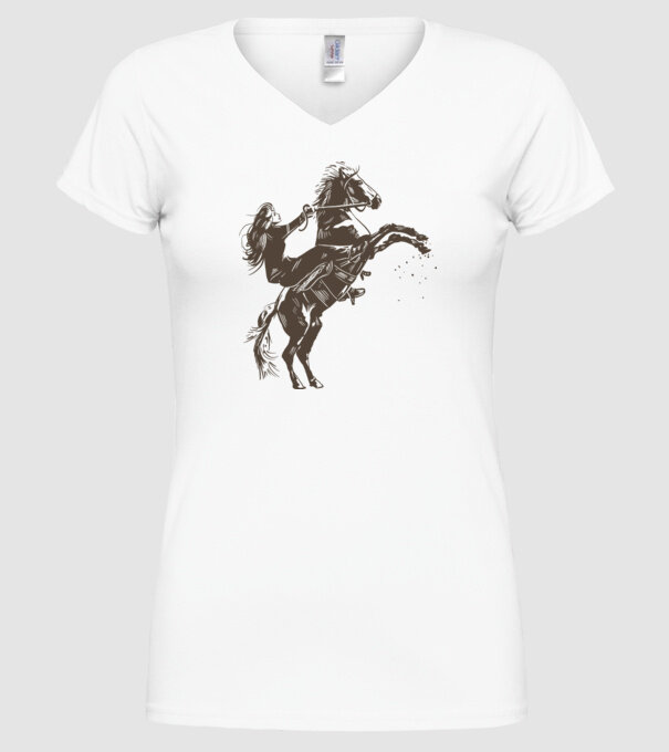 Fată cu cal model alb pe tricou