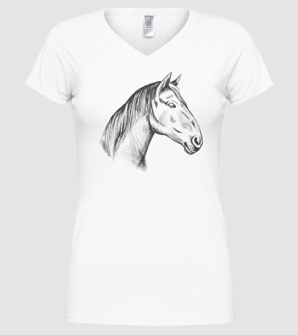 Desen cu cal model alb pe tricou