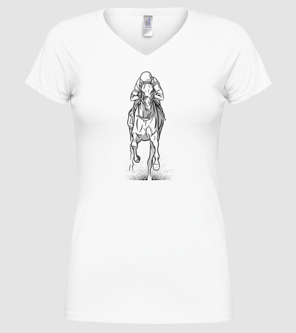Cursă de cai model alb pe tricou