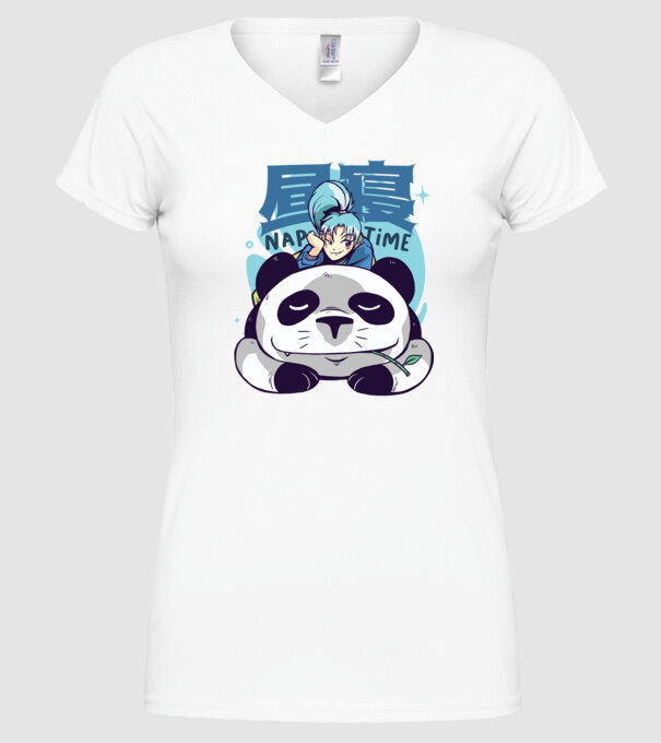 Anime Panda relaxare model alb pe tricou