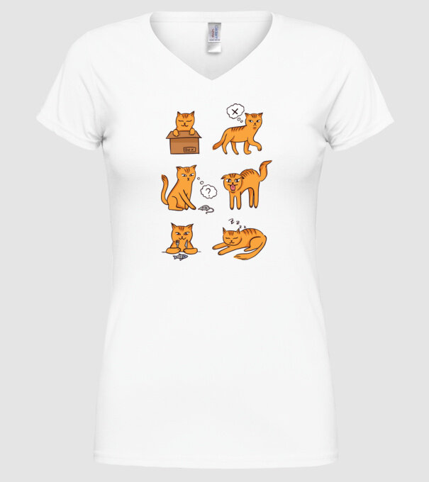 Caracteristici Pisică model alb pe tricou