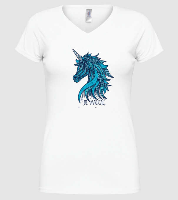 Unicorn magic model alb pe tricou