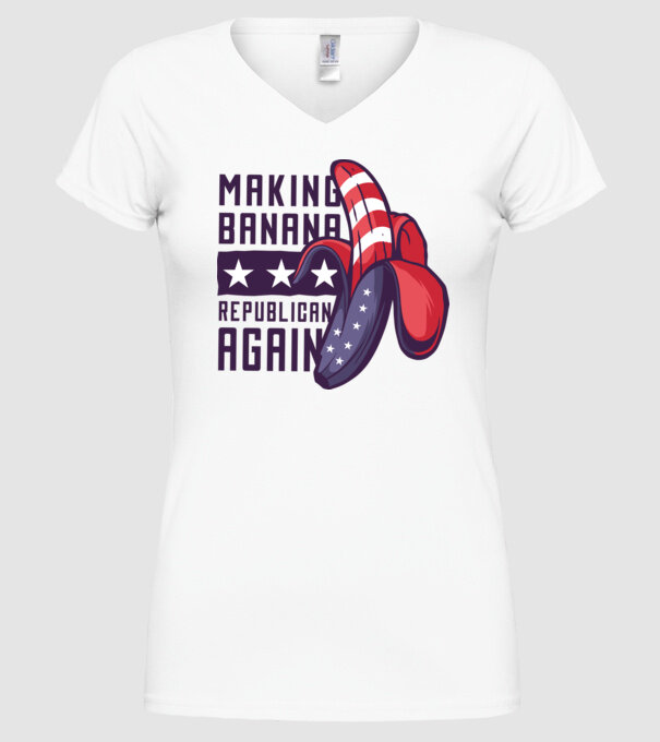 Make Banana Republican Again model alb pe tricou