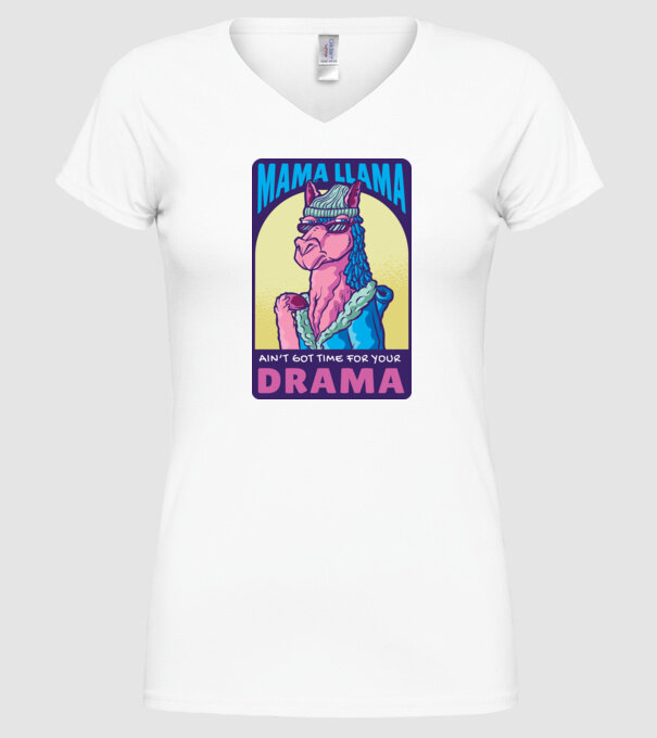 Mama Lama model alb pe tricou