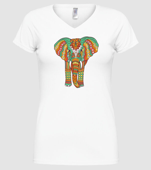 Mandala Elefant model alb pe tricou