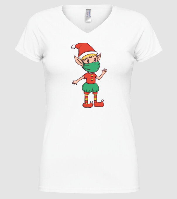 Elf cu mască model alb pe tricou