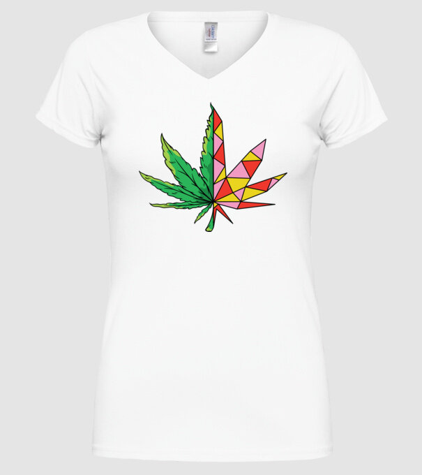 Frunză de marijuana model alb pe tricou