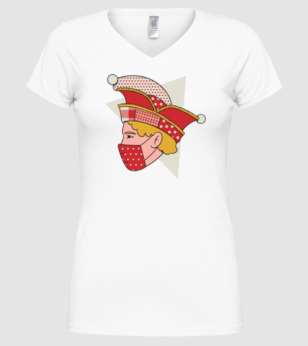 Covid joker model alb pe tricou
