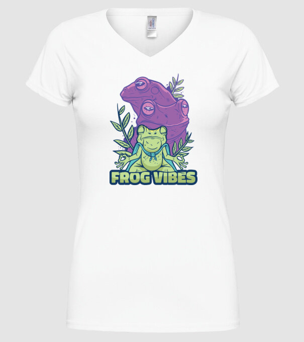 Broasca meditatoare model alb pe tricou