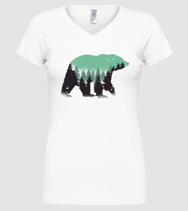 Urs pădure Natură tricou model alb pe tricou