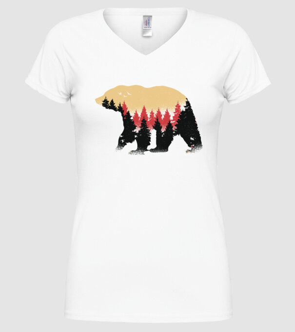 Urs Natură model alb pe tricou