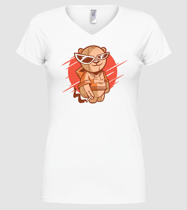 Ursuleț Cool model alb pe tricou