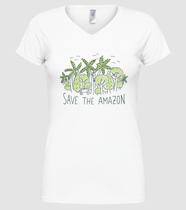 Salvează Pădurea Amazoniană model alb pe tricou