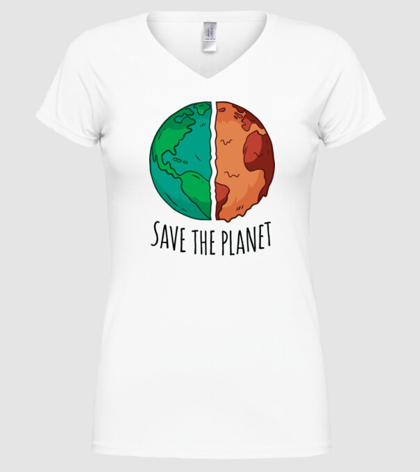 Salvați planeta model alb pe tricou