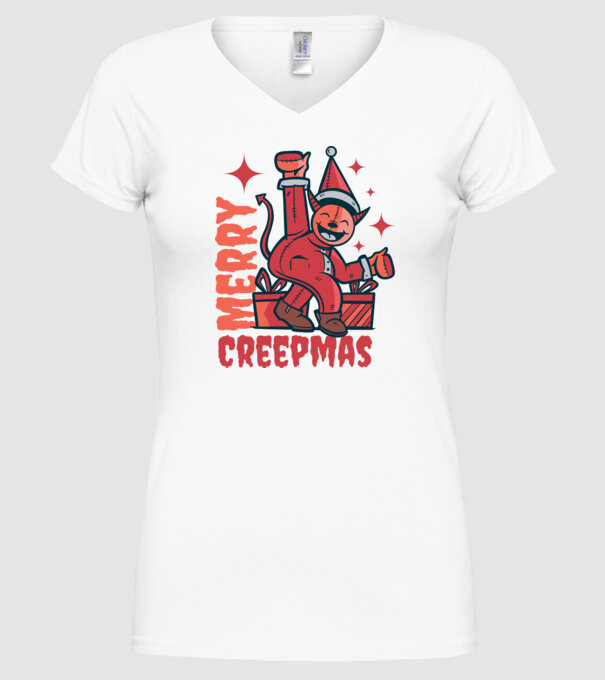 Merry Creepmas model alb pe tricou