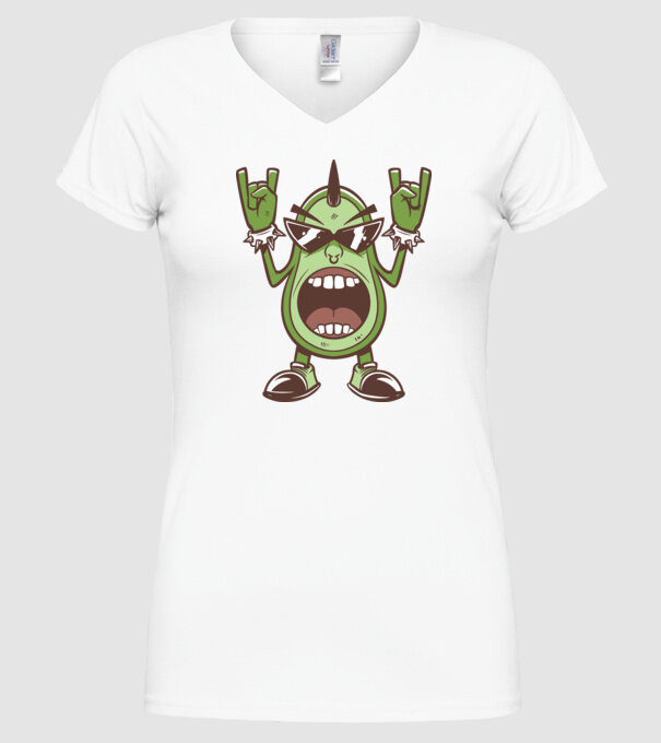 Avocado Metal model alb pe tricou