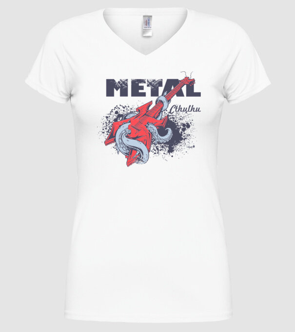 Metal Cthulhu model alb pe tricou