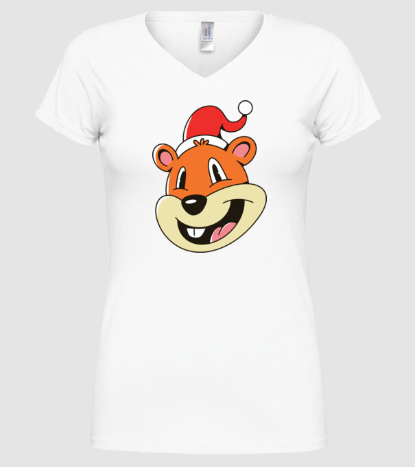 Moș Crăciun Veveriță model alb pe tricou
