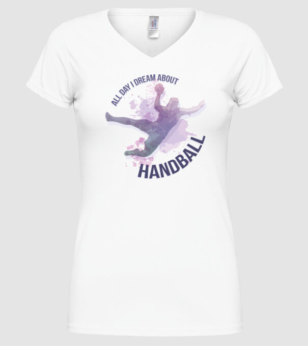 Visez la handbal în fiecare zi model alb pe tricou
