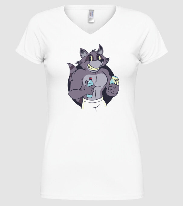 Fitness Raton model alb pe tricou