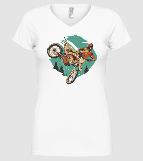 Motociclist motocros model alb pe tricou