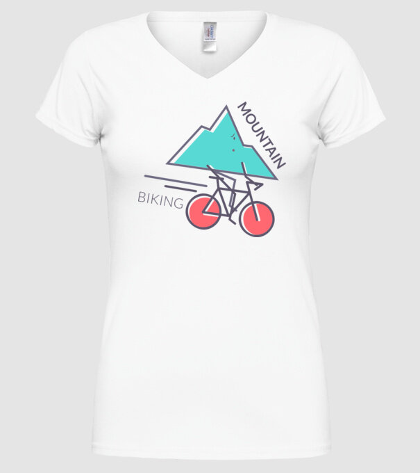 Mountain Biking model alb pe tricou
