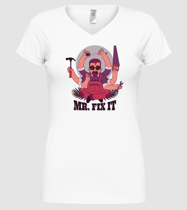 Dl. Fix It - om priceput la toate model alb pe tricou