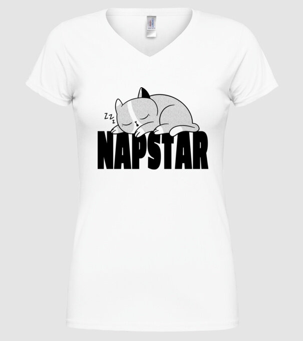 Pisică Napstar model alb pe tricou