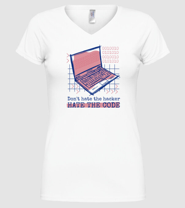Nu urî hackerul, urăște codul model alb pe tricou