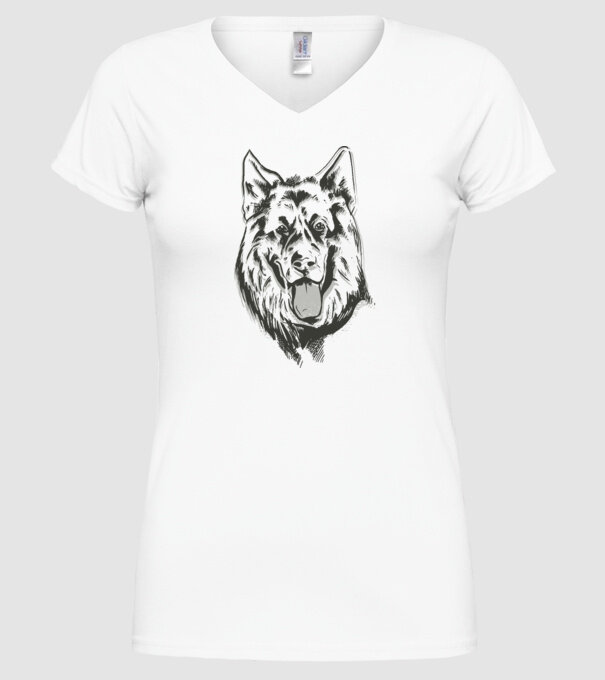 Cap Ciobănesc german model alb pe tricou