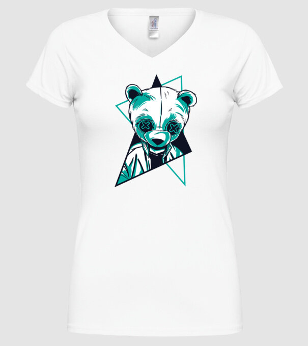Panda Neon model alb pe tricou