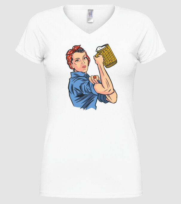 Emanciparea femeilor Bere model alb pe tricou