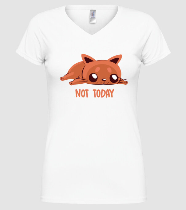 Not today pisică model alb pe tricou