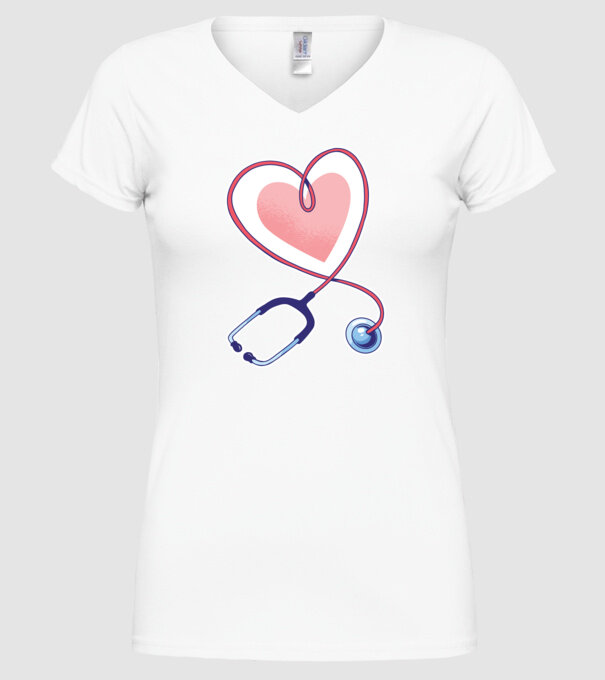Soră Asistentă Stetoscop model alb pe tricou