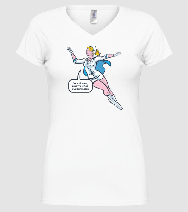 Sunt asistentă medicală, care este superputerea ta? model alb pe tricou