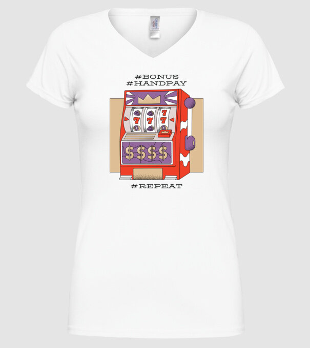 Slot machine model alb pe tricou