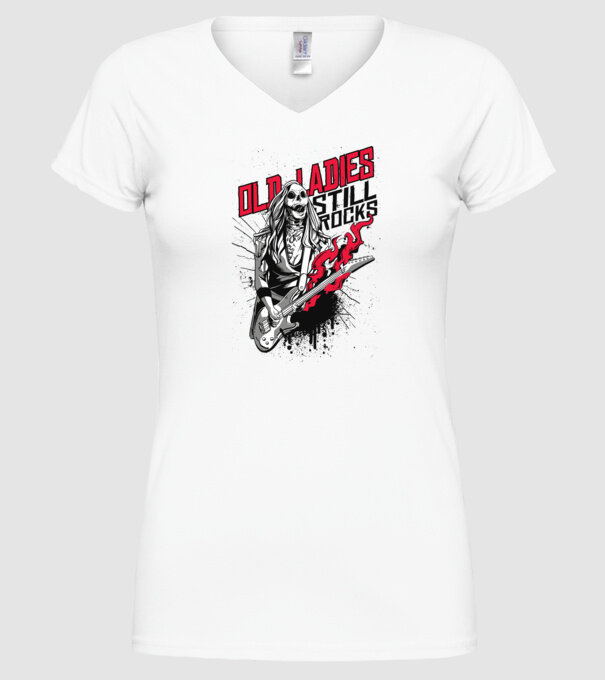 Old Ladies still Rocks model alb pe tricou