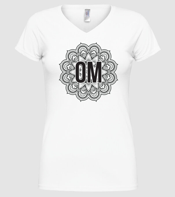 OM Mandala model alb pe tricou